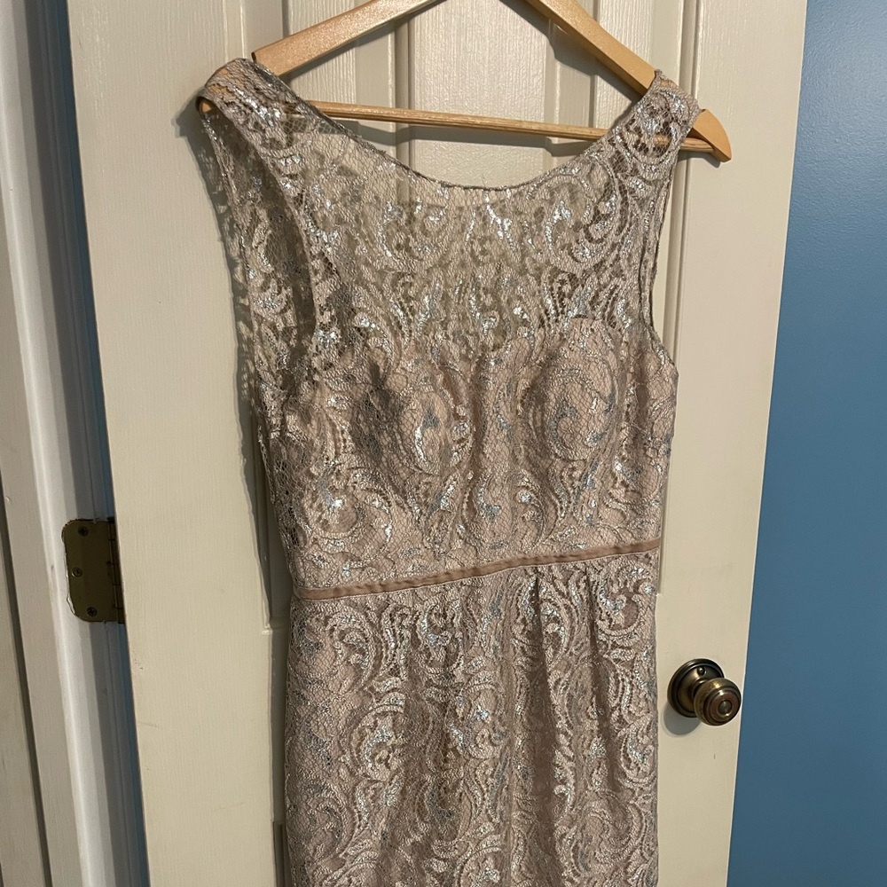 Jenny Yoo Sparkling Lace Mini Dress - Silver